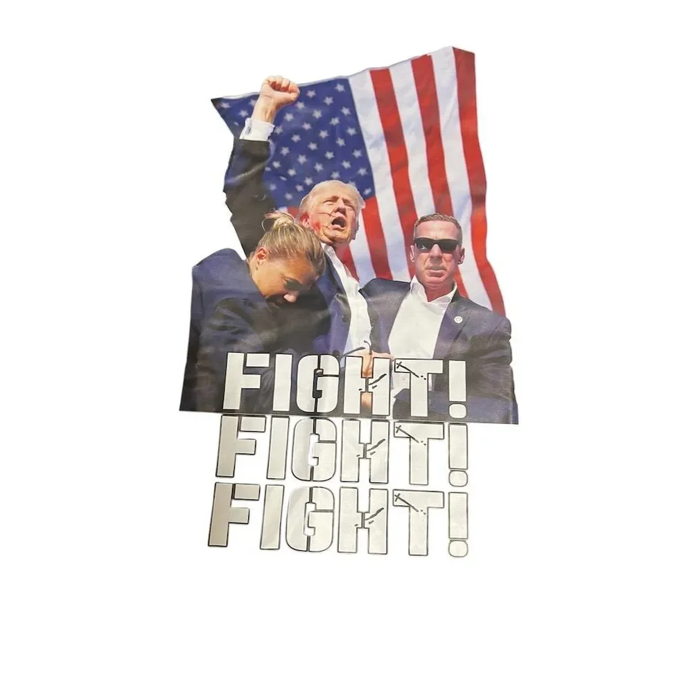 Trump 2024 Fight T-Shirt Black M Short Sleeve Crew Neck - Picture 2 of 5